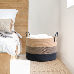 XXXLarge Woven Round Rope Basket - Black