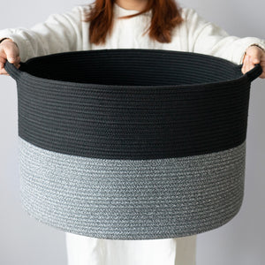 XXXLarge Jute Rope Basket - Black & Grey