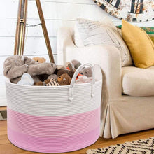 Load image into Gallery viewer, XXXLarge Woven Round Rope Basket - Pink