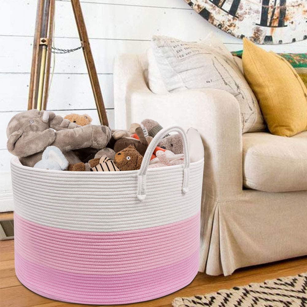 XXXLarge Woven Round Rope Basket - Pink