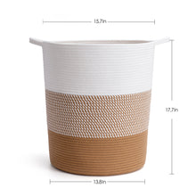 Load image into Gallery viewer, Cotton Laundry Basket With Handle - White &amp; Jute