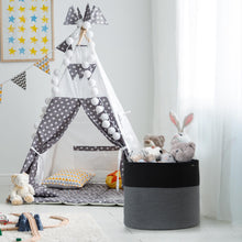 Load image into Gallery viewer, Baby Laundry Basket with Handle, Black &amp; Grey
