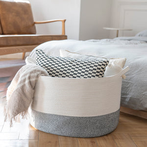 XXXLarge Woven Oval Rope Basket - Grey