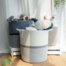 Load image into Gallery viewer, Cotton Laundry Basket With Handle - Grey