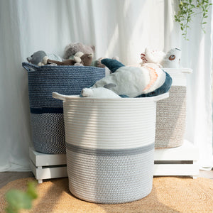 Cotton Laundry Basket With Handle - Grey