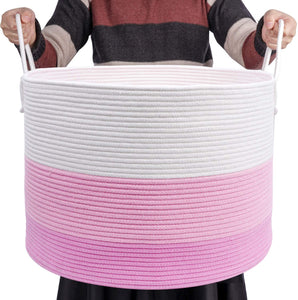 XXXLarge Woven Round Rope Basket - Pink