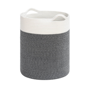 Tall Cotton Rope Basket - Grey