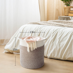 Tall Cotton Rope Basket - Brown