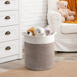 Tall Cotton Rope Basket - Brown